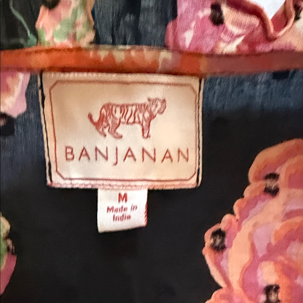 Banjanan Black Floral Tie-Front Top - Picture 3 of 6